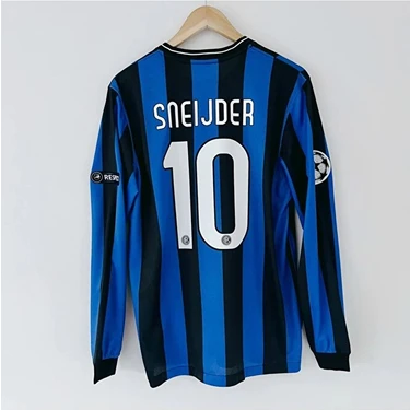 Legent Lady Inter Wesley Sneijder 2010 Şampiyonlar Ligi Finali Uzun Kol Retro Futbol Forması