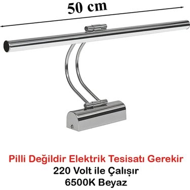 Goes Flüt LED Aplik 50 cm 6500K Beyaz Işık | Modern Duvar Aydınlatma | Enerji Tasarruflu Banyo,