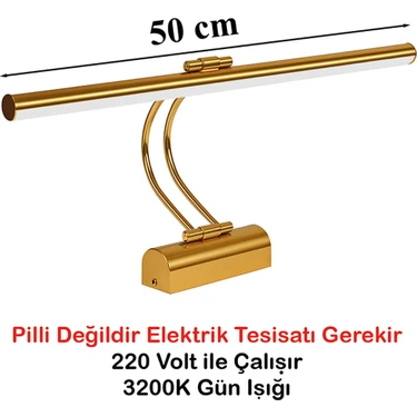 Goes Flüt LED Aplik 50 cm 3200K Gün Işığı | Modern Duvar Aydınlatma | Enerji Tasarruflu Banyo,