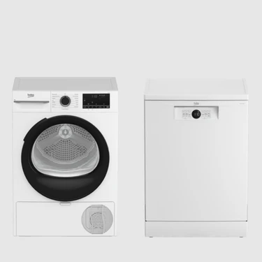 Beko 2&#x27;li Avantajlı Set Kurutma ve Bulaşık Makinesi (Kmx 91 9 kg - Bm 4144 Ok 4 Prog Otomatik Kapak