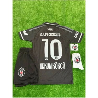 Legent Lady Beşiktâş' 2026 Orkun Kökçü Yeni Sezon Alternatif Yakalı Siyah Çocuk Forması 4'lü