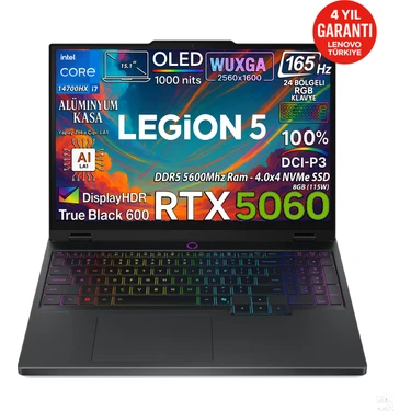 Lenovo Legion 5 15IRX10 Intel Core I7 14700HX 32GB 1TB SSD RTX5060 8GB (115W) OLED 15.1" WQXGA