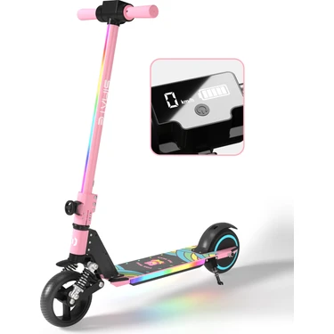 SIMATE Elektrikli Çocuk Scooter - 130W, LED Işıklı, Amortisörlü (Dizlik ve Dirseklik