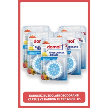 Domol Kokusuz Buzdolabı Deodorantı Kartuş ve Karbon Filtre 40 Gr. X5