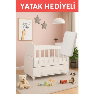 BANANA BABY Yıldız YATAK HEDİYELİ Sallanır Sabitlenir Anne Yanı Çekmeceli