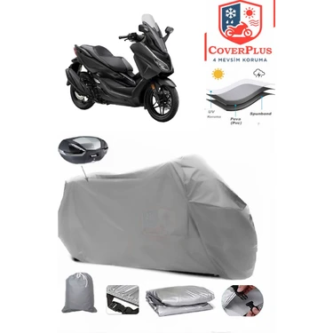 Honda NSS250 (Forza 250) Arka Çanta Uyumlu (Gri) Motorsiket Brandası Motor Örtüsü Çadır Su Geçirmez