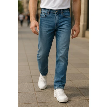 Cedy Denım Erkek Yüksel Bel Boru Paça Kot Pantolon Reguler Fit Jean