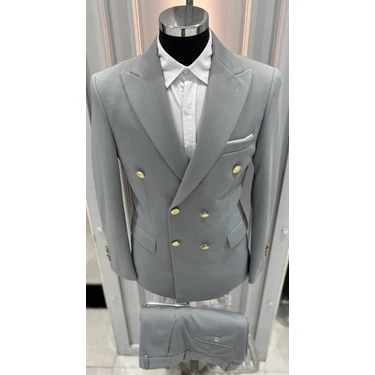 Sabri Zengin Erkek Kruvaze Slim Fit Takım
