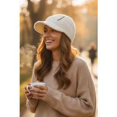 Ritagarcia Premium Soft Örgü Şapka / Bere - Siperli Kışlık Cap