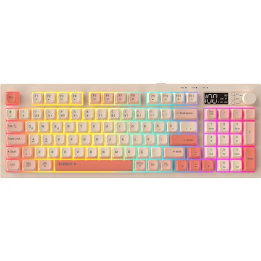 Everest KB-85 SILENT PRO Kablosuz Bej-Pembe-Turuncu SESSİZ RGB Wireless 2.4Ghz  Q Oyuncu