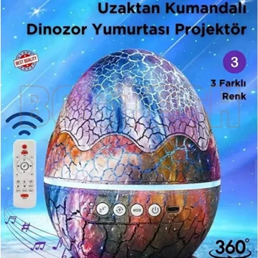 BGG Tech Galaxy Projektör Fm Radyolu Dinozor Yumurtası LED Projektör Bluetooth Ses Sistemi + USB