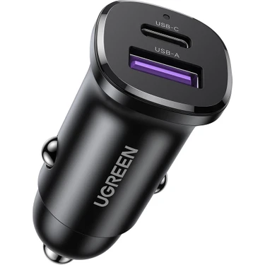 Ugreen 30W 2 Portlu Araç Içi Şarj Cihazı Çakmaklık Adaptörü,