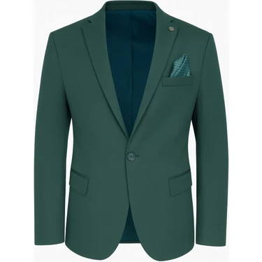 Plus Scorpion Petrol Yeşili Erkek Blazer Ceket – Esnek Comfort Kumaş, Slim Fit İtalyan Kesim Tek