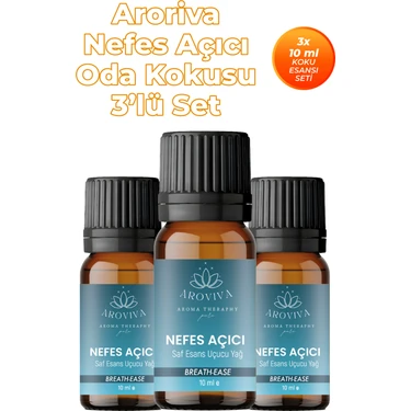 Aroviva Nefes Açıcı Nane Oda Kokusu 3'lü Set – Doğal Esansiyel Uçucu Yağ, Difüzör Esansı,