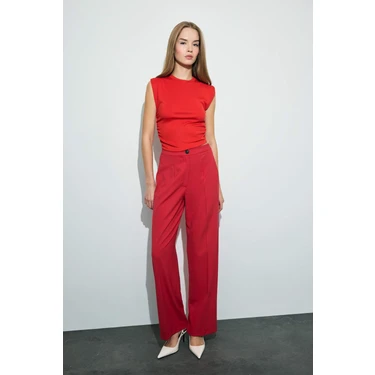 DeFacto Standart Boy Kumaş Palazzo Pantolon Wide Leg Basic Yüksek Bel