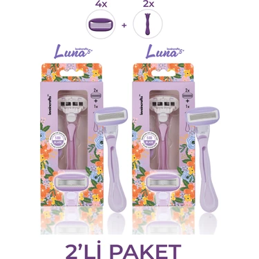 Loveincrafts 2'li Paket Luna 5 Bıçaklı Kadın Tıraş Makinesi 2 Yedek Tıraş Bıçağı Başlıklı - Bikini