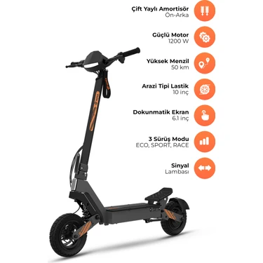 Pirantech Yadea-G10 Elektrikli Scooter 800W-1200W Güç – 50KM Menzil, Dokunmatik Ekran, Çift