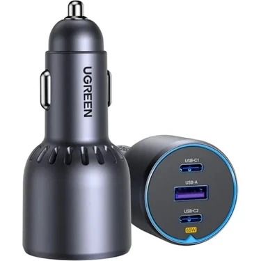 Ugreen 75W 3 Portlu Araç Içi Şarj Cihazı Çakmaklık Adaptörü,