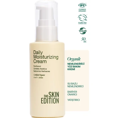 The Skin Edition Organik Su Bazlı Nemlendirici Onarıcı, Yatıştırıcı Yüz Bakım Kremi 50