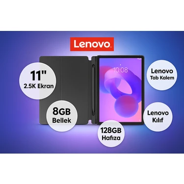 Lenovo Idea Tab Tablet - Dokunmatik 11INÇ 2.5k 90Hz Mat Ekran - 8gb Bellek - 128GB Depolama - Dolby