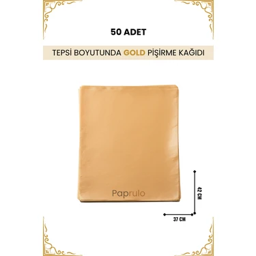 50 Adet Fırın Pişirme Kağıdı Ağartılmamış Tepsi Botuyunda 37X42 Xl Boy Gold