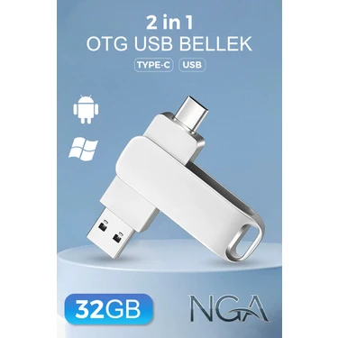 NGA 32GB Kapasiteli Otg Flash Bellek Type-C Metal USB Bellek - Telefon Pc