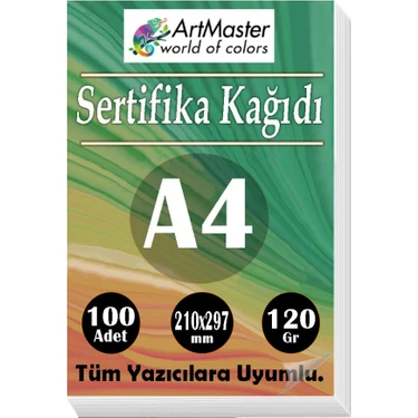 ArtMaster A4 Sertifika Kağıdı 100 Adet Gramajlı Fotokopi Kağıdı 120 gr Tüm Yazıcılara Uyumlu