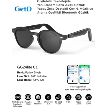 GG24C1 Getd Akıllı Gözlük – Çeviri, Müzik ve Arama Özellikli Bluetooth
