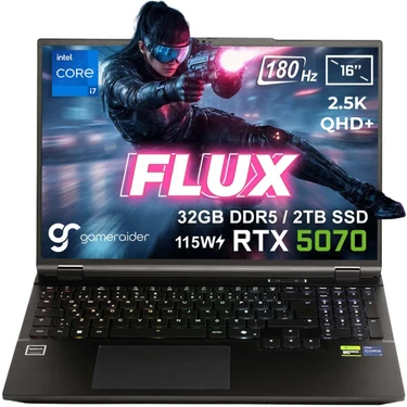GameRaider FLUX GR16 Intel Core i7-14650HX 32GB DDR5 2TB SSD RTX 5070 8GB 115W 16 inç 2.5K QHD+