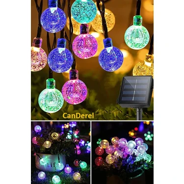 Canderel 50 LED 7 Metre Kristal Renkli Güneş Enerjili LED Işık Solar Bahçe Balkon Ağaç Lambası