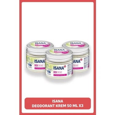 Isana 150 ml x 3 Krem Deodorant Vegan Formül ile Ter ve Kötü Kokulara Karşı