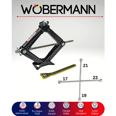 Wöbermann Makas Kriko + 4 Uçlu Bijon Anahtarı Seti | 1.5 Ton Kapasite | Orijinal