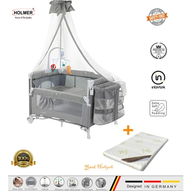 Holmer (Yatak Hediyeli) Coolstyle Maxi Cibinlikli Dönenceli Anne Yanı Park Yatak 70X110CM +