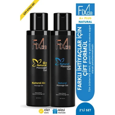 Fixcla Natural & A+ Plus Kayganlaştırıcı Jel Seti 150 ml x 2 – Su Bazlı, Çift Etkili Jel