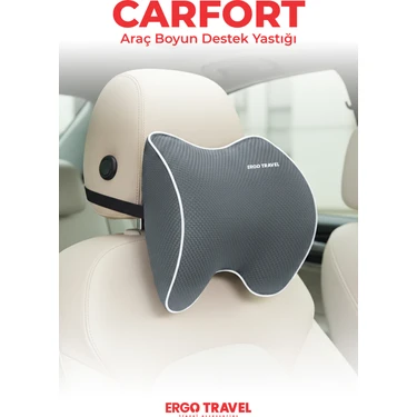 Viscofoam Carfort Büyük Visco Araç Boyun Yastığı – Ortopedik Oto Koltuk Boyun Desteği Gri - Ergo
