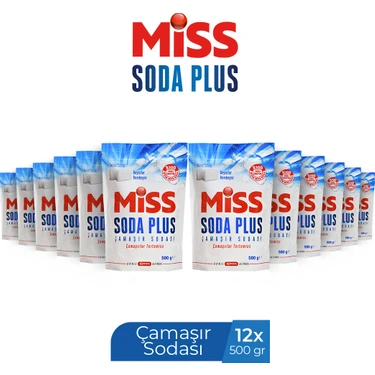 Soda Plus Miss 500 g x 12 Beyazlar ve Renkliler İçin Sabun Kokulu Çamaşır Deterjanı 100