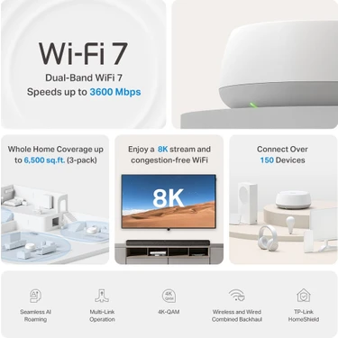 Tp-Link Deco BE22 (2-Pack) | Wi-Fi 7 Mesh Sistemi | BE3600 Fiyatı