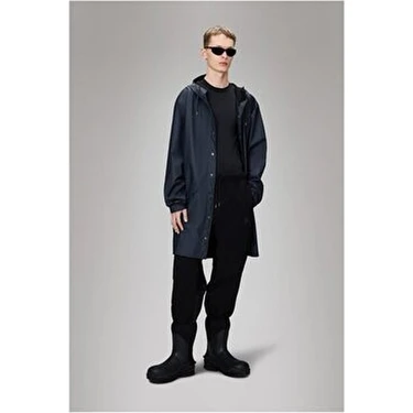 Waterproof Jacket Lacivert Renk M Beden Rains’ Signature Pu Fabric Ultrasonically Welded