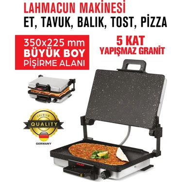 Nature home Milan Büyük Boy XXL Bazlama Lahmacun Izgara Tost Makinesi 5 Kat Granit Kaplama