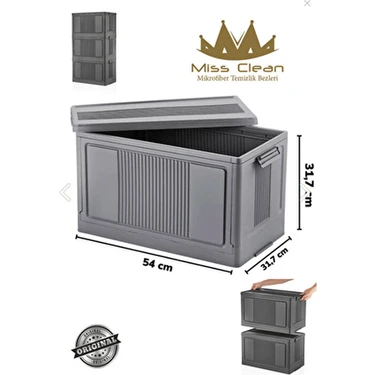 Missclean Çok Amaçlı Portatif Antrasit Renk Organizer Sandık Plastik 54x32x32 cm Modern