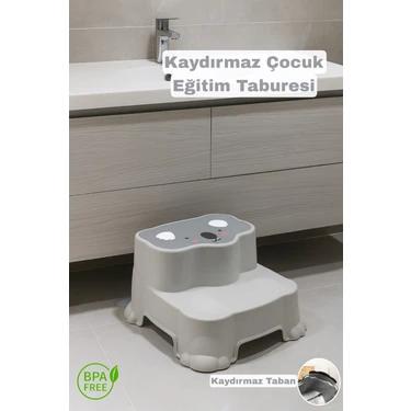 Funny Life Kaydırmaz Taban Çocuk Basamaklı Eğitim Taburesi - Banyo, Lavabo, Klozet Basamak Merdiven
