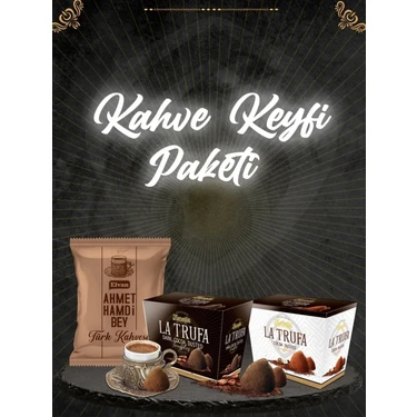 Elvan Kahve Keyfi Paketi 100 Gram Ahmet Hamdi Bey Türk Kahvesi ve 200 Gram La Trufa