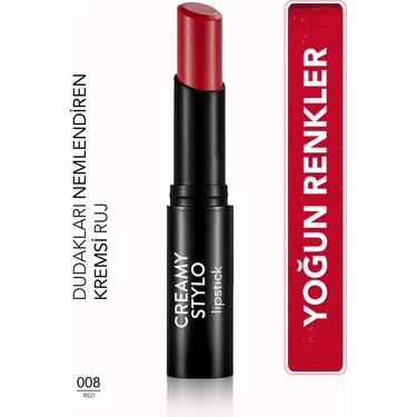 Flormar Creamy Stylo Yarı Parlak Bitişli Kremsi Ruj (08 Red)