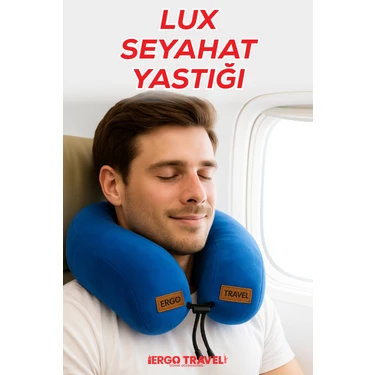 Lux Ortopedik Seyahat Yastığı Visco Boyun Destekli Seyahat Yastığı - Mavi| Ergo