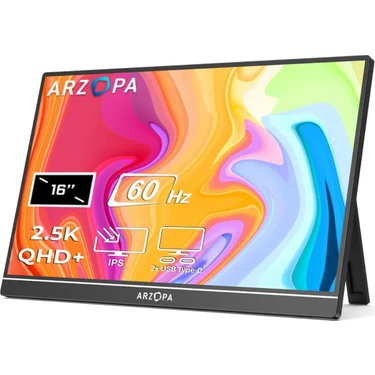 ARZOPA Z1RC 16 inç 60Hz 2.5K QHD+ IPS Type-C Taşınabilir