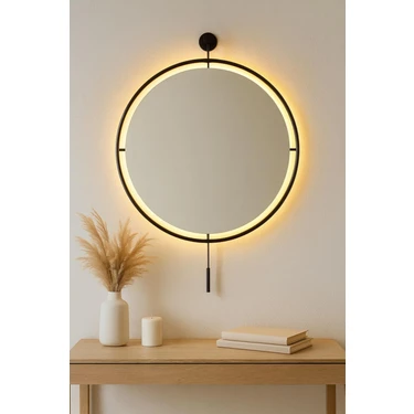 Wallover Design Büyük Boy Massivve Gold 50 cm Kablosuz Pilli LED Ayna, Makyaj Aynası, Dresuar