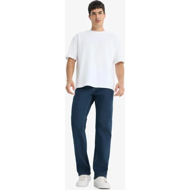 DeFacto Diago Comfort Fit Yüksek Bel Geniş Paça Düz Paça Termal Polarlı Jean Pantolon