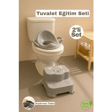 Funny Life 2'li Tuvalet Eğitim Seti - Basamaklı Çocuk Taburesi ve Kulplu Klozet