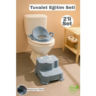 Funny Life 2'li Tuvalet Eğitim Seti - Basamaklı Çocuk Taburesi ve Kulplu Klozet