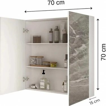 Emdief Home Aynalı Banyo Dolabı Iki Kapaklı 70X70X15